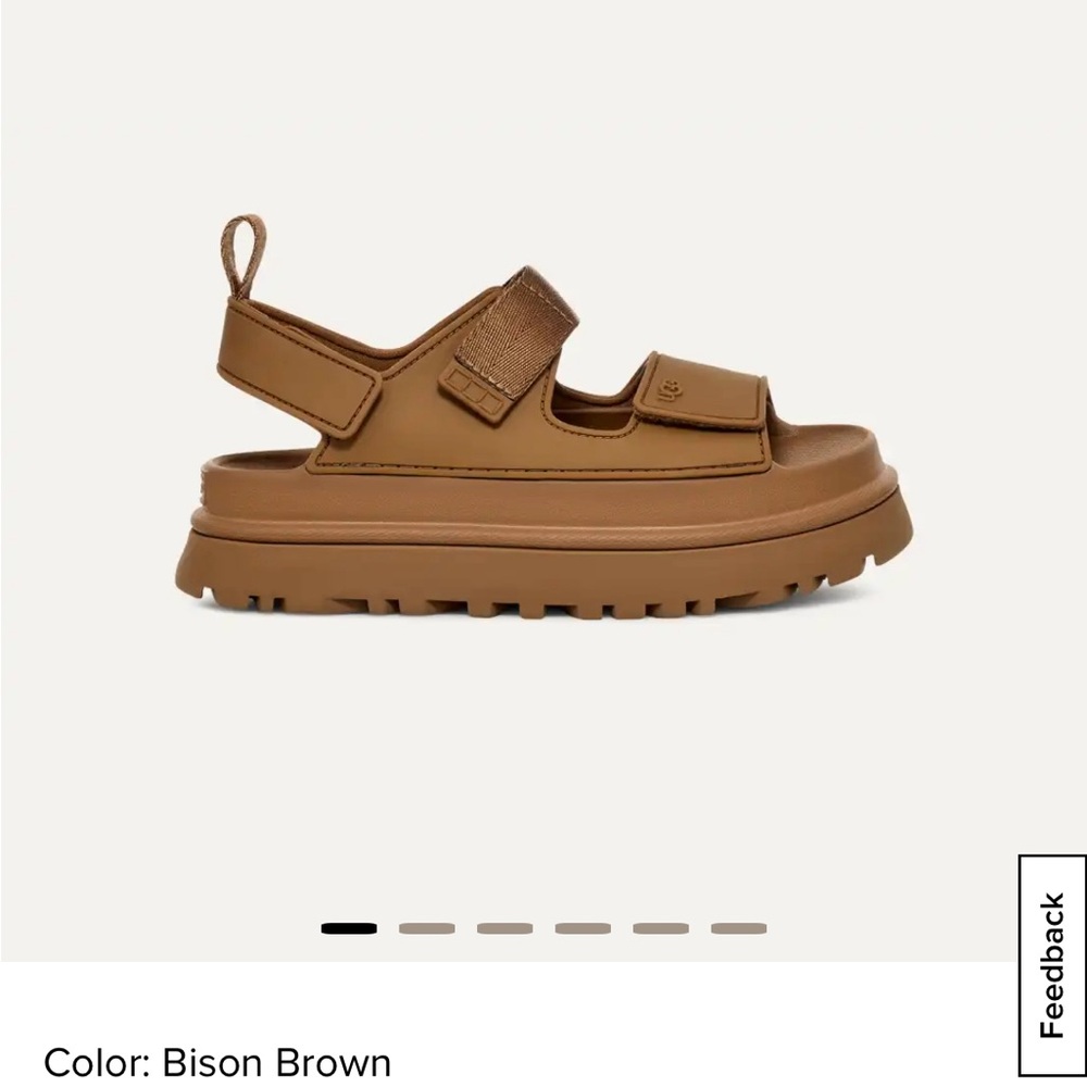 UGG golden star platform sandal, size 7- chestnut brown